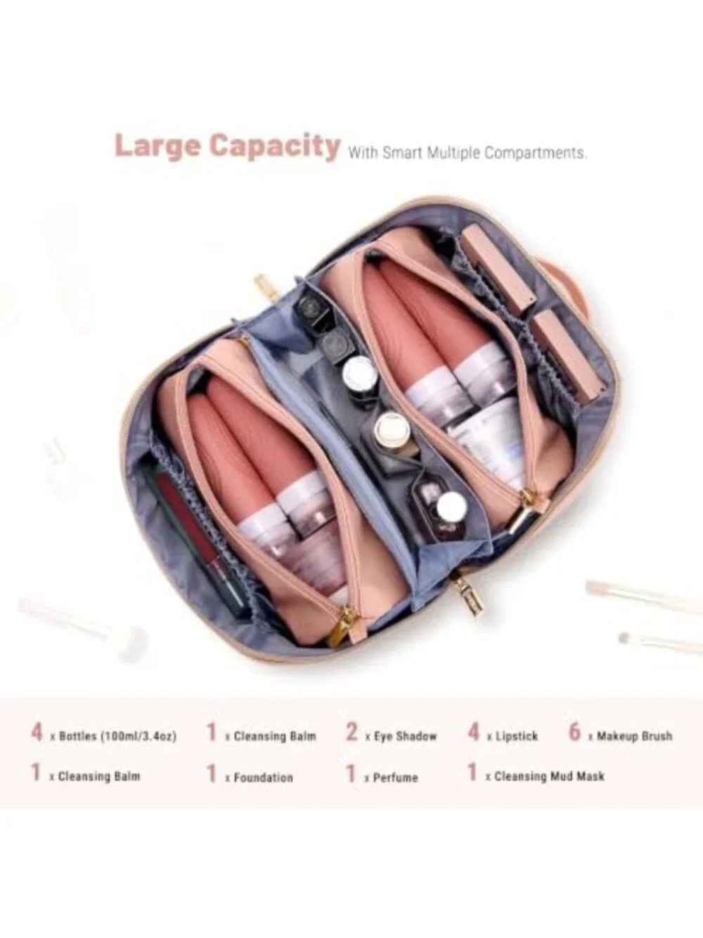 Personalized 3-in-1 Travel Makeup Bag - Stylish Cosmetic Organizer Gift for